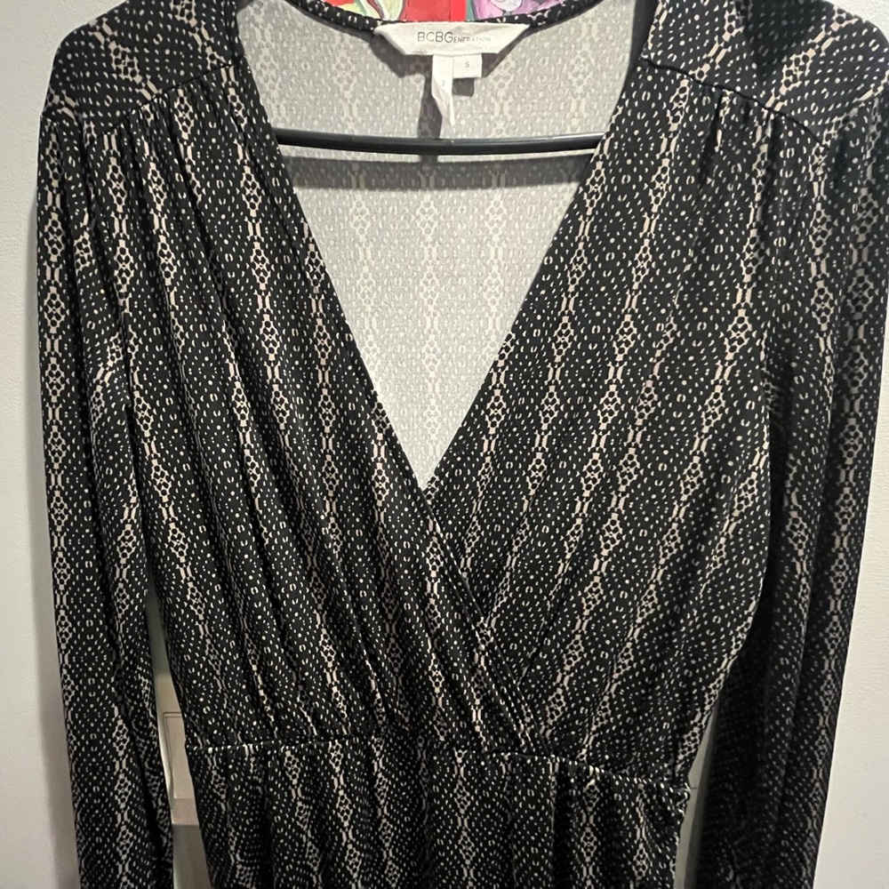 BCBG Monochrome Long Sleeve Dress